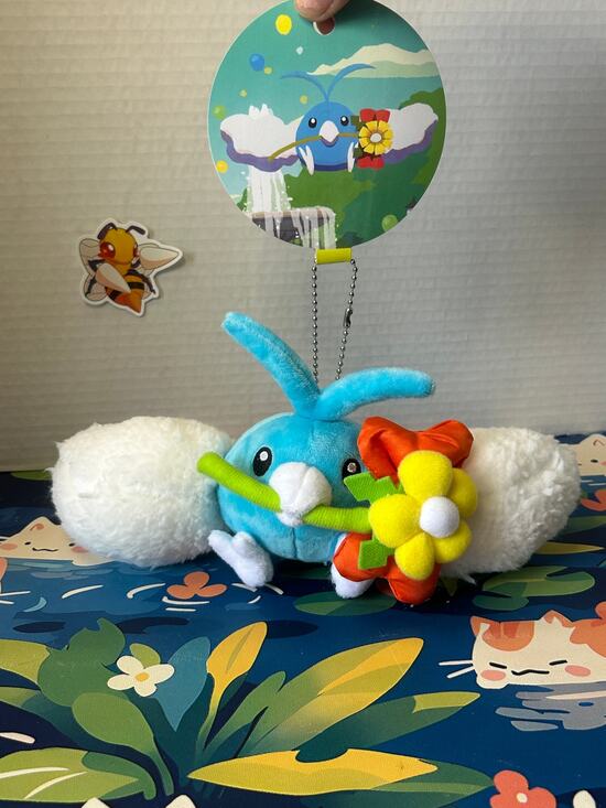 Pokemon Other - Pokemon Center Mega Tokyo Swablu Plush Keychain Holding Flower NWT